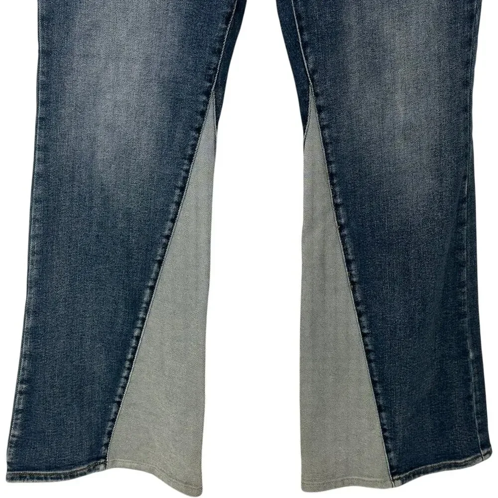 NWT Judy Blue Mid Rise Flare Jeans Contrast Panel Bell Bottoms Size 14W - Picture 4 of 16